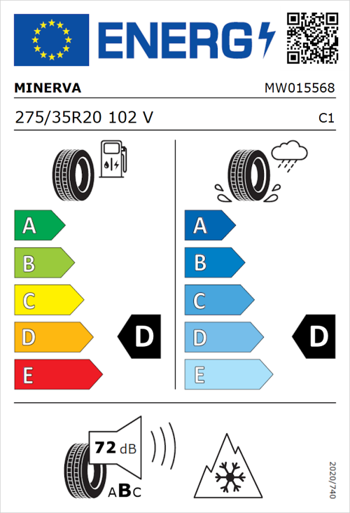 Tyre Label for Minerva Frostrack UHP 275/35R20 102V